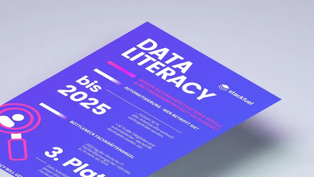 Data Literacy Trends 2015-2025: Educational pamphlet with timeline and key insights.