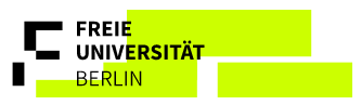 Freie Universität Berlin logo with black, lime green design, and bold white text.