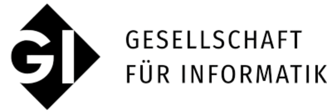 Gesellschaft für Informatik logo with GI in a black and white diamond design.
