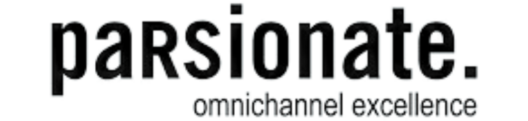 Parsionate logo in bold, modern font with omnichannel excellence tagline, illustrating sleek branding.