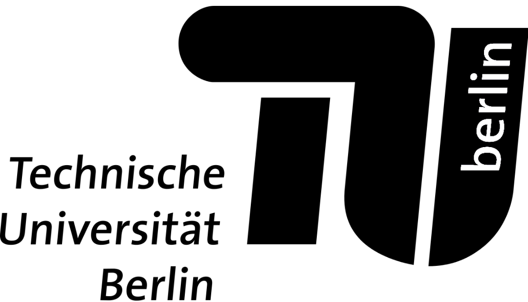 Technische Universität Berlin logo with bold T and name in sleek black and white design.