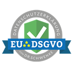 EU GDPR compliance badge with checkmark and stars, symbolizing adherence to data protection standards.