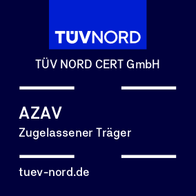 TÜV NORD CERT GmbH AZAV accreditation logo with web address.