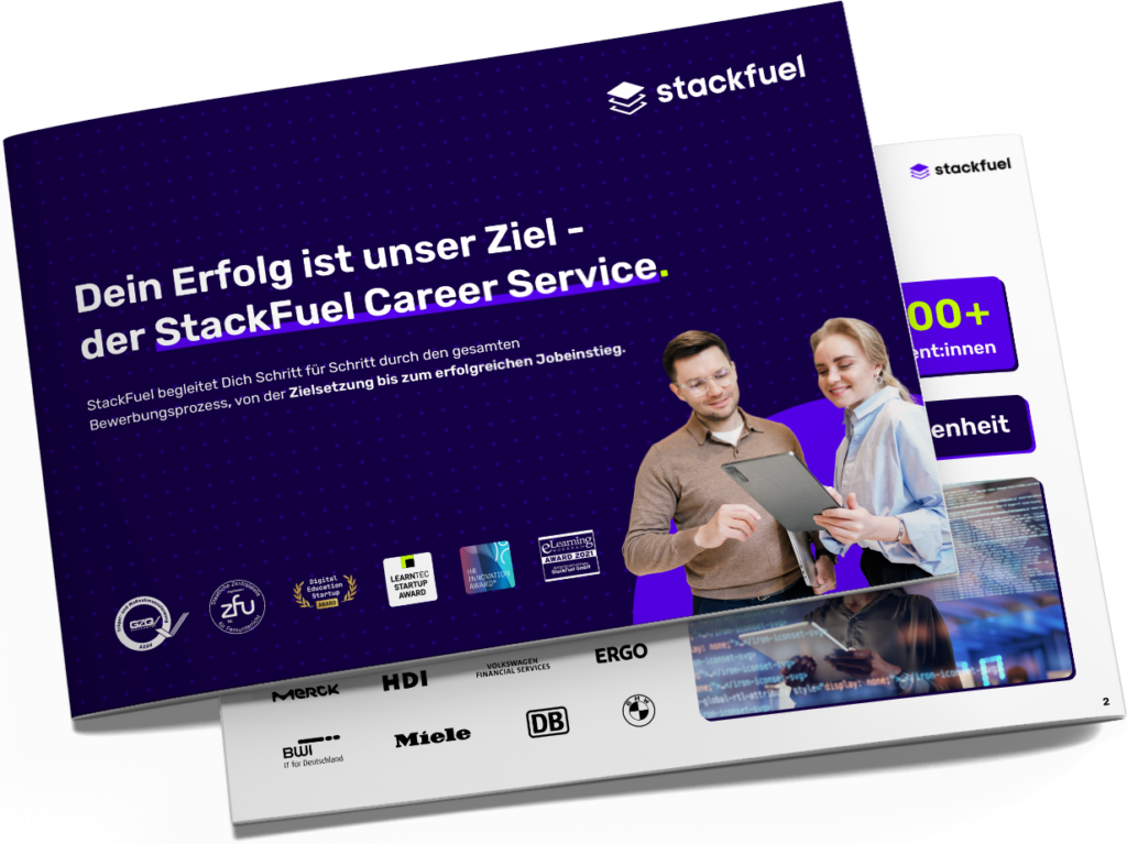 StackFuel Karriere Service Werbung, Bewerbungshilfe, Partnerunternehmen, Data Science, Job Einstieg, Mentoring.
