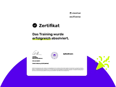 Sample certificate from StackFuel for successfully completing a training course.